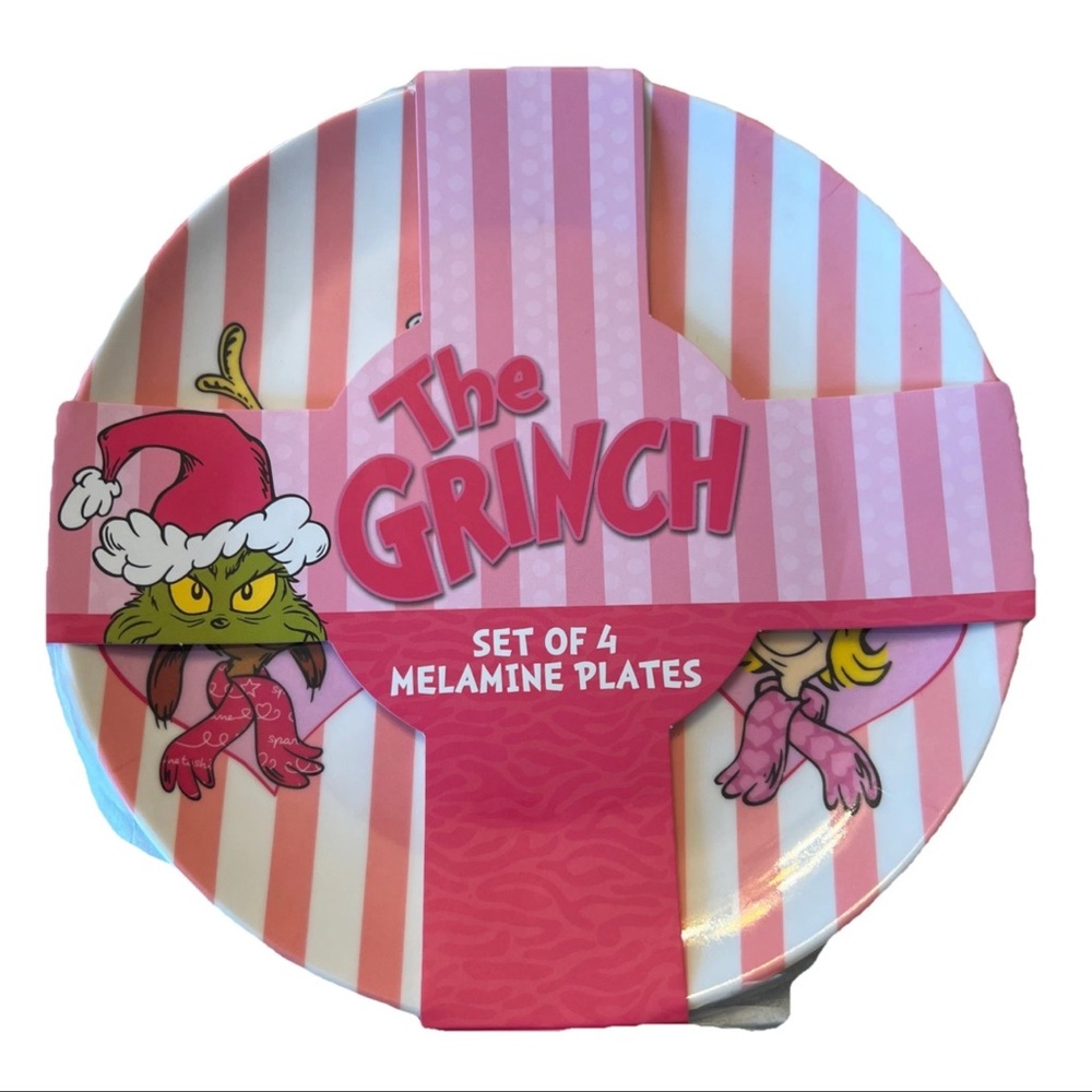 Dr Seuss Grinch 8” Melamine Plate Set of 4 Christmas Holiday‎